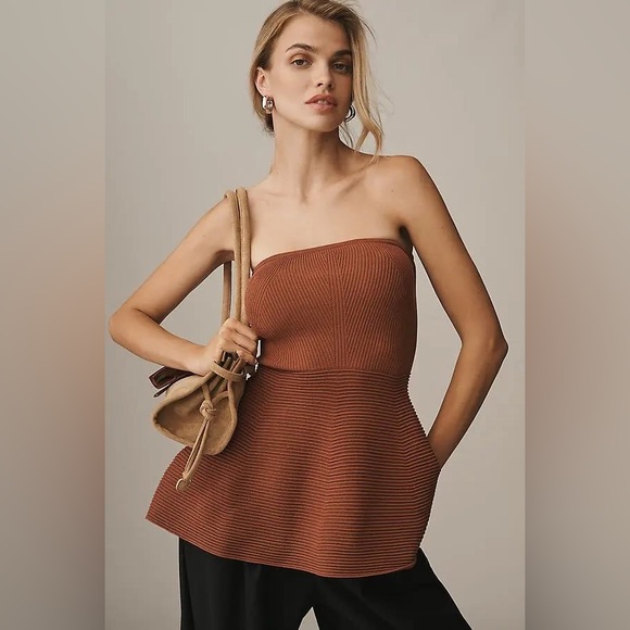 Maeve Strapless Peplum Knit Top